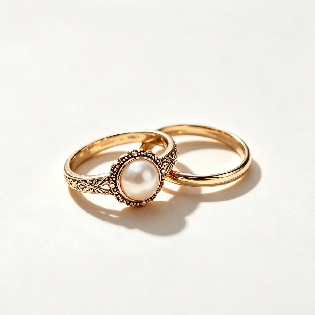 VfwFgd™  Pearl Wedding Band